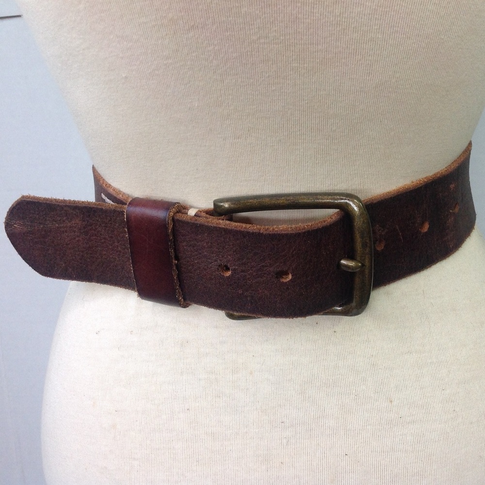 Brown Leather Belt Rugged Men's Statement